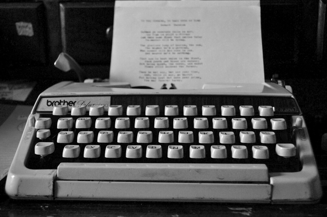 typewriter with paper