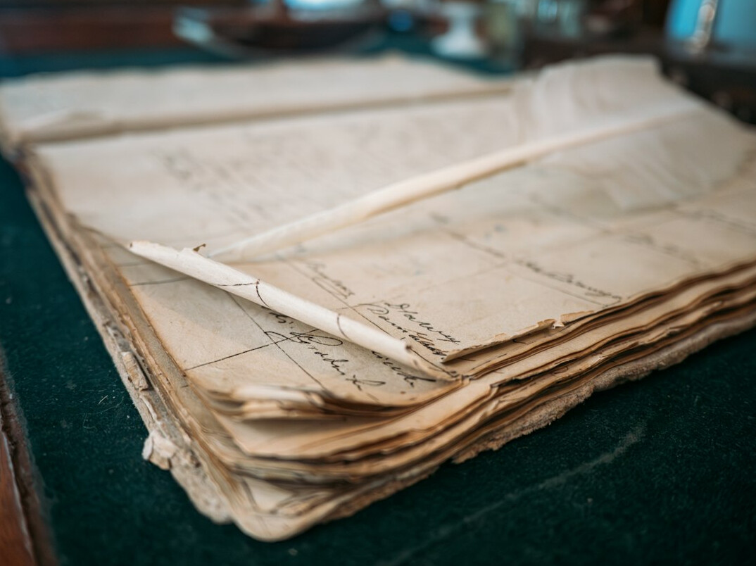 ancient manuscript on table